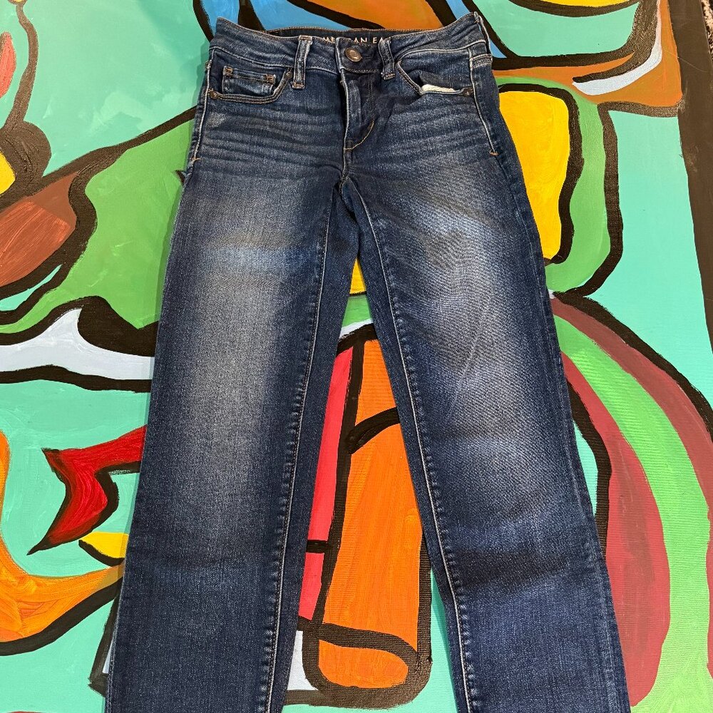 American Eagle Super Stretch Skinny Jeans Size 0 Comfy Y2K Vibes Capsule Soft